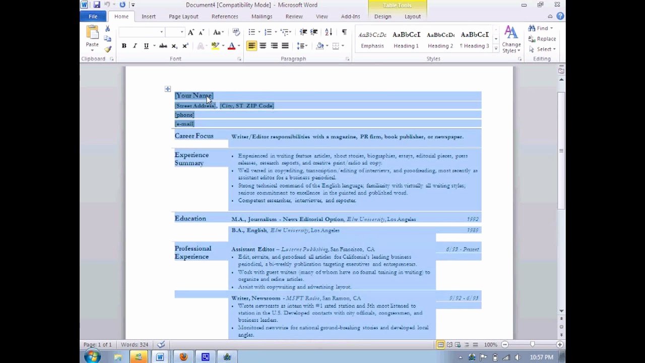 How to Make A Resume In Microsoft Word 2010