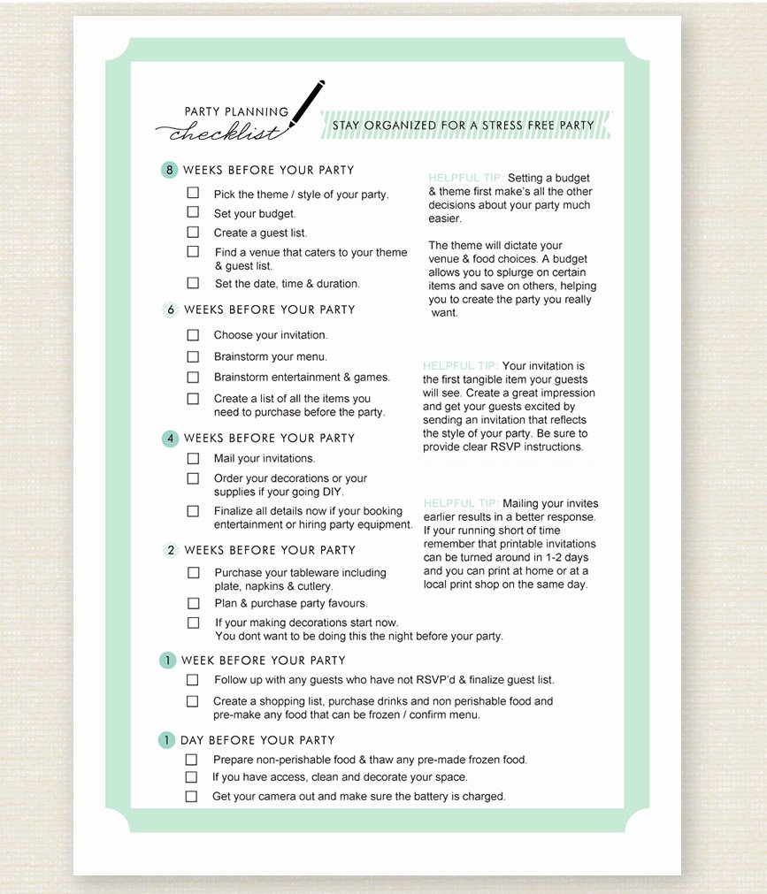 How to Stay organized for A Stress Free Party – Printable