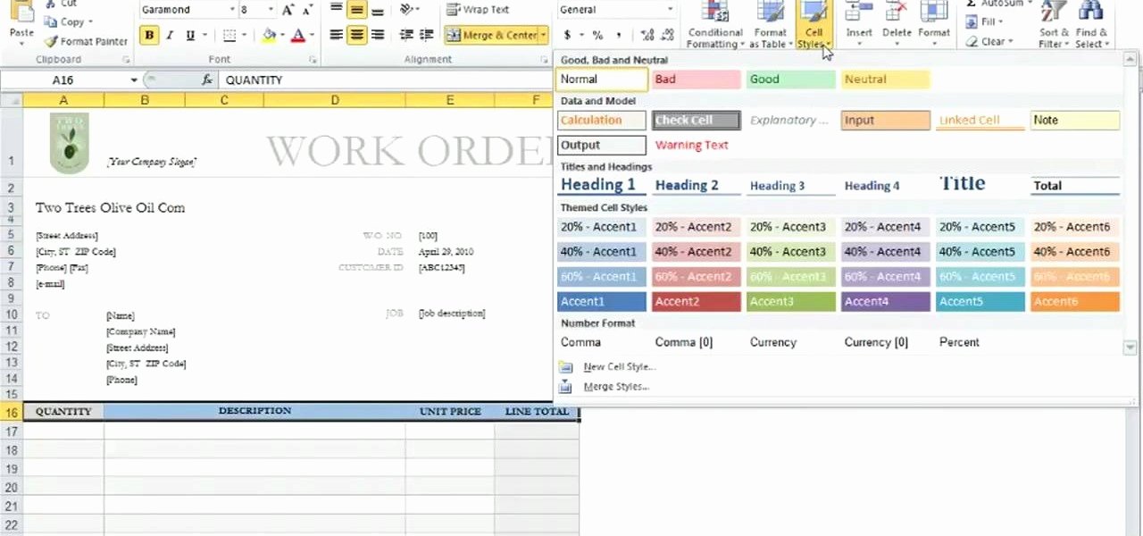 use templates microsoft excel 2010