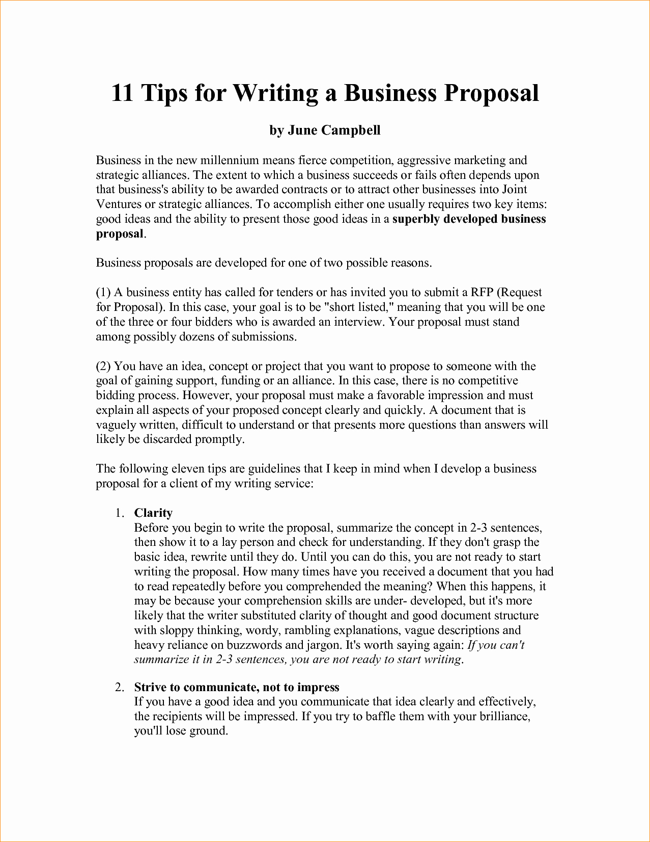 How to Write A Business Proposal Template Business