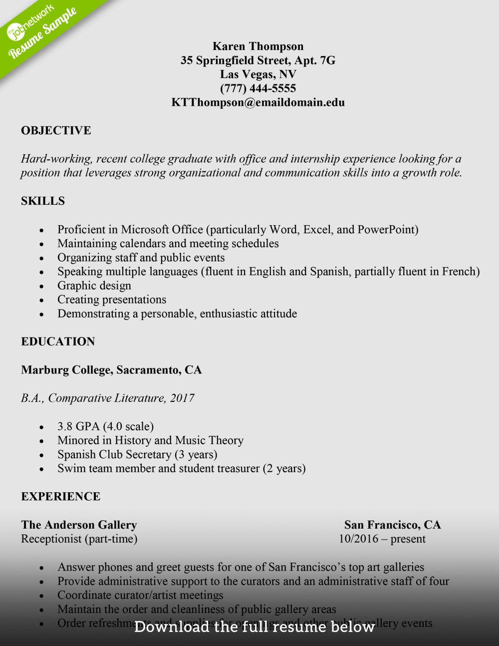 How to Write A College Student Resume with Examples
