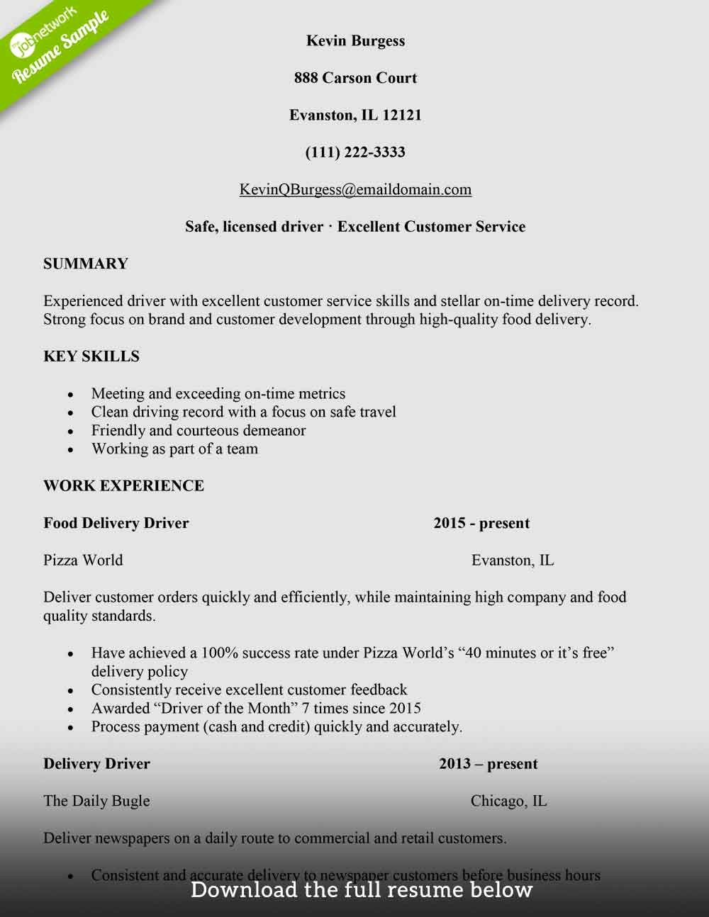 How to Write A Delivery Driver Resume with Examples the