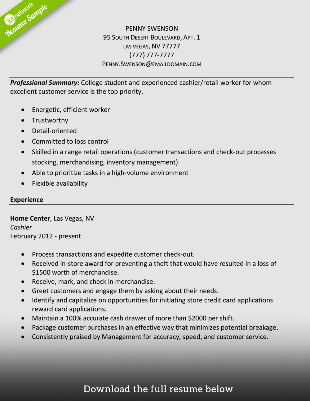 How to Write A Perfect Cashier Resume Examples Included