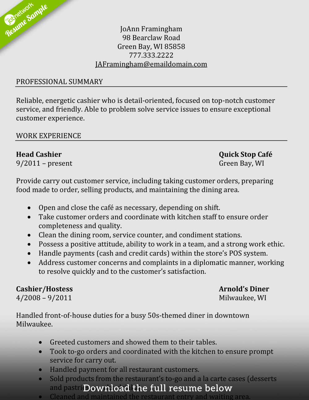 How to Write A Perfect Cashier Resume Examples Included