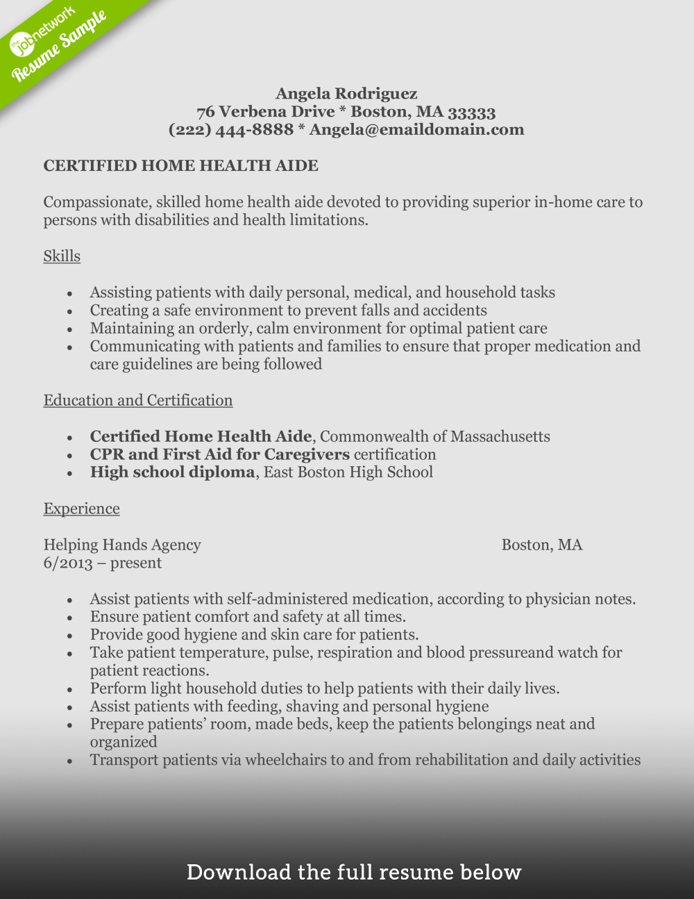 How to Write A Perfect Home Health Aide Resume Examples