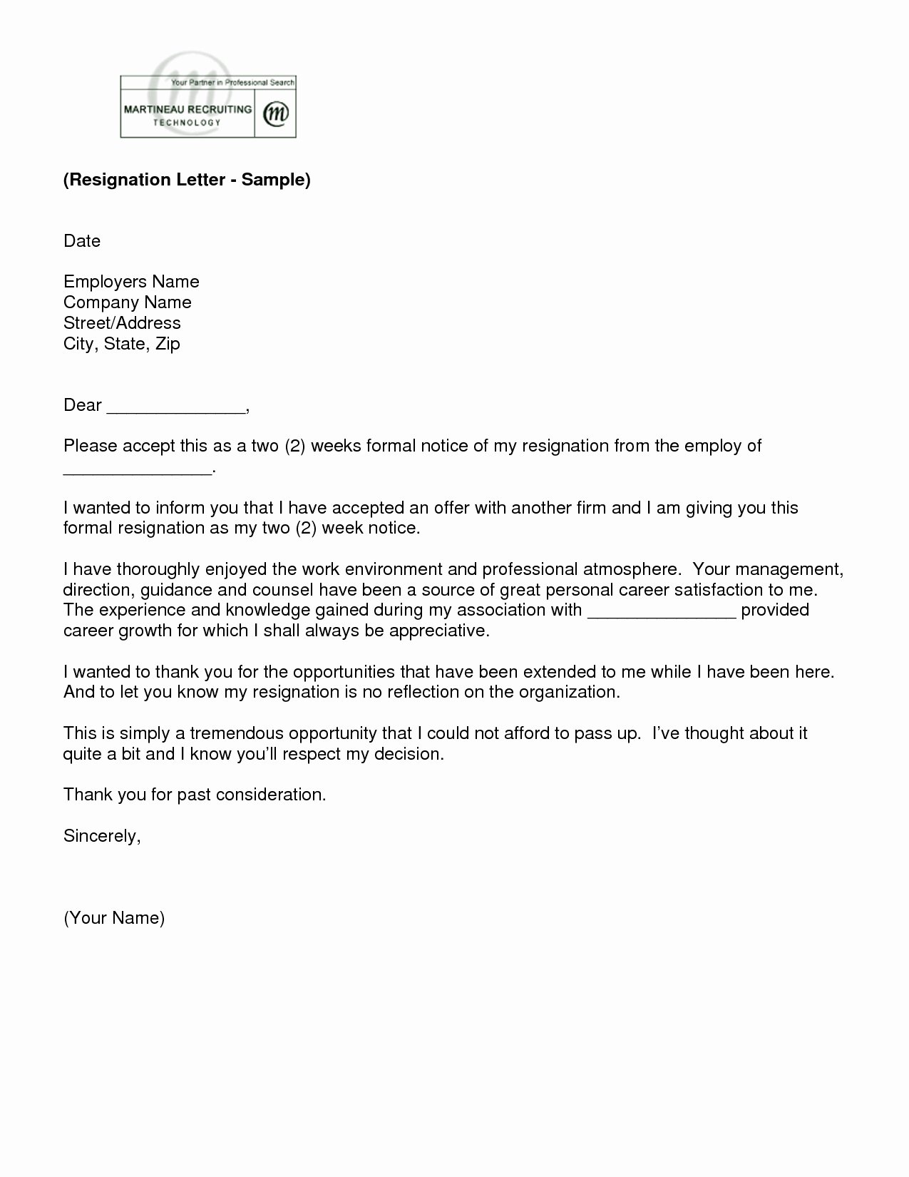 How to Write A Resignation Letter 2 Weeks Noticewritings