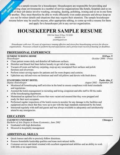 How to Write A Resume for Housekeeper