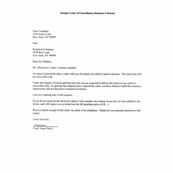 How to Write A Sample Letter Of Cancellation Business Contract