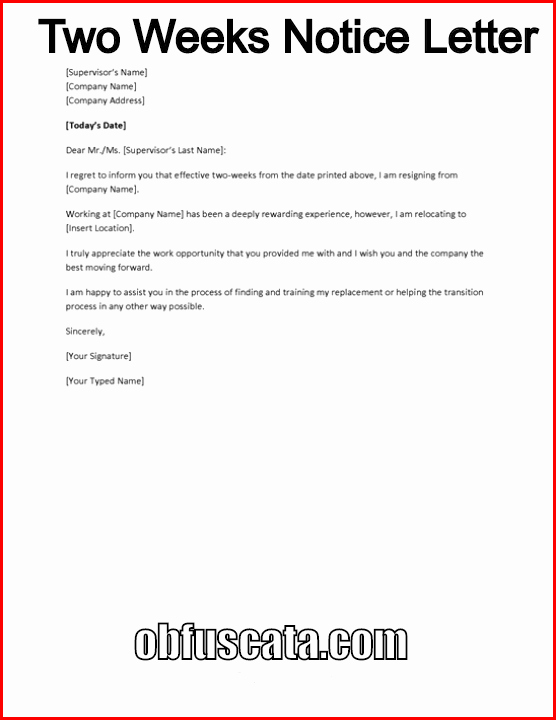 How to Write A Two Weeks Notice Letter