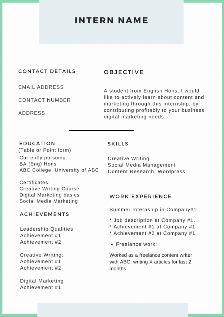How to Write An Irresistible Intern Resume Plete Guide