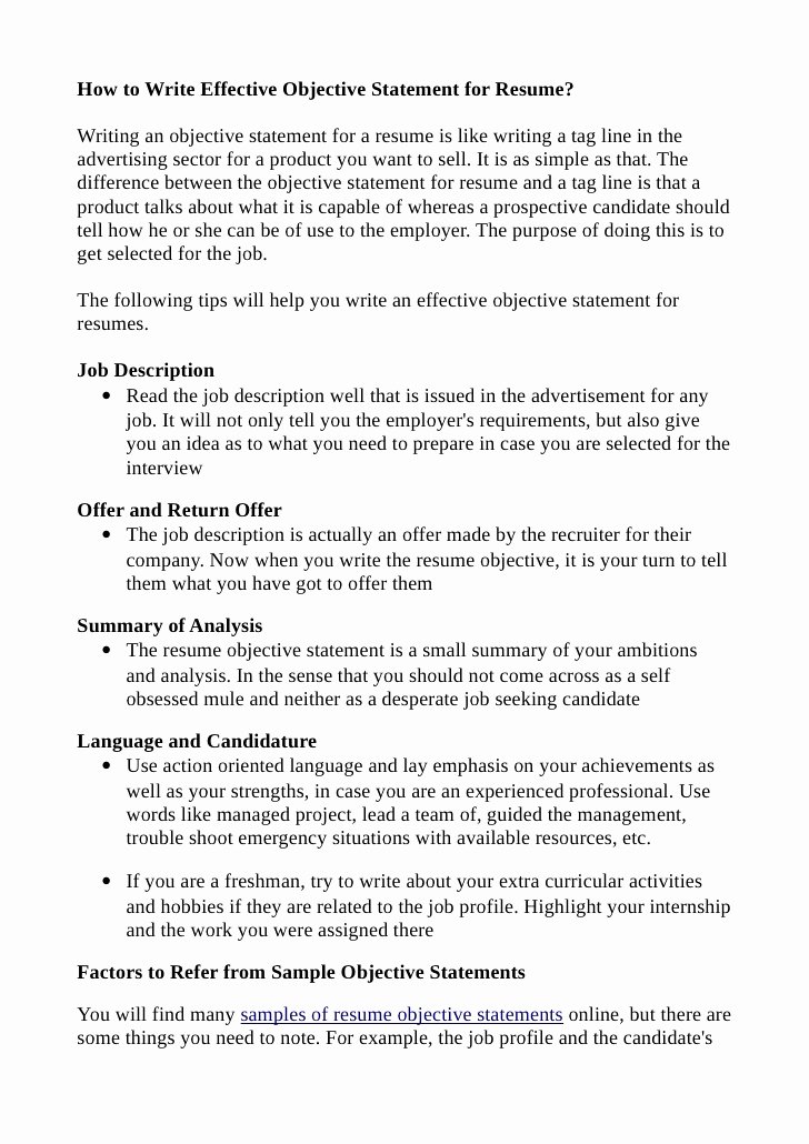 How to Write Effective Objective Statement for Resume