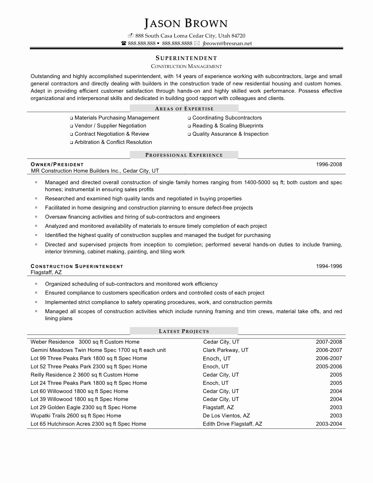 How to Write Example Summary Resume for Construction