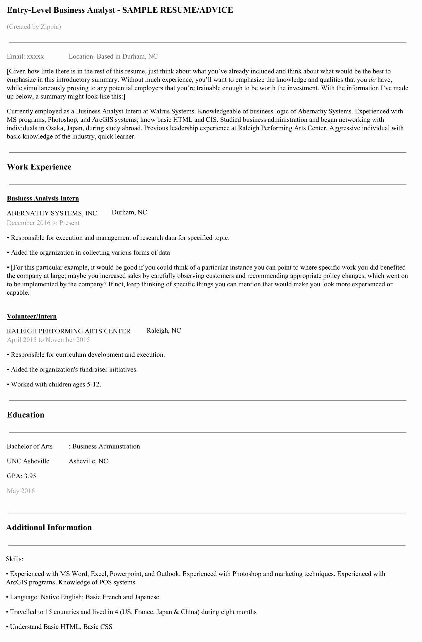 business analyst resume