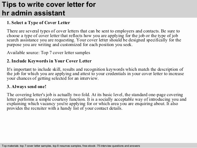 Hr Admin assistant Cover Letter