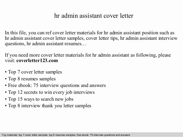 Cover Letter For Hr Assistant Letter Example Template   Hr Admin Assistant Cover Letter 