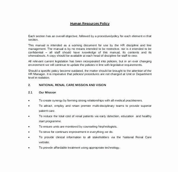 hr policies and procedures template