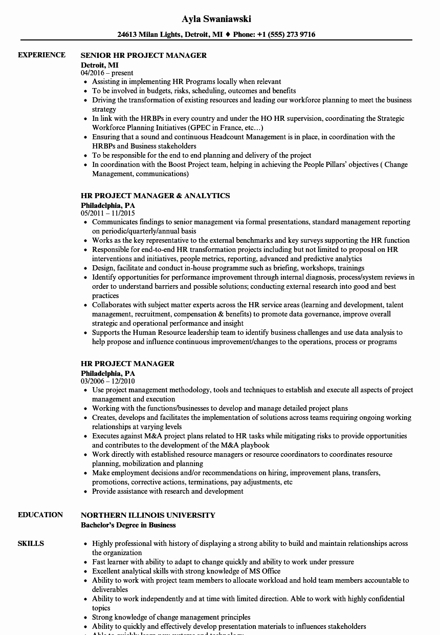 resume samples for hr manager