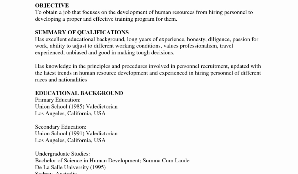 Human Resource Resume Objective