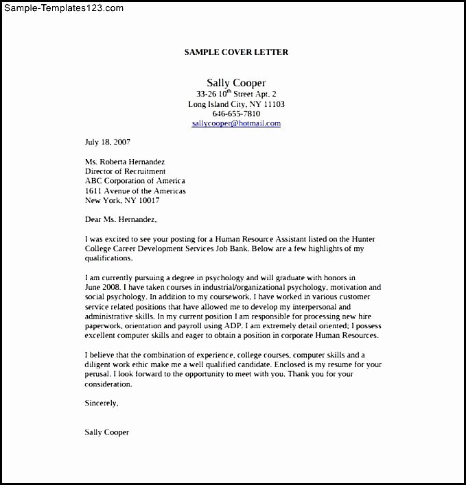 Human Resources assistant Cover Letter Sample Cover