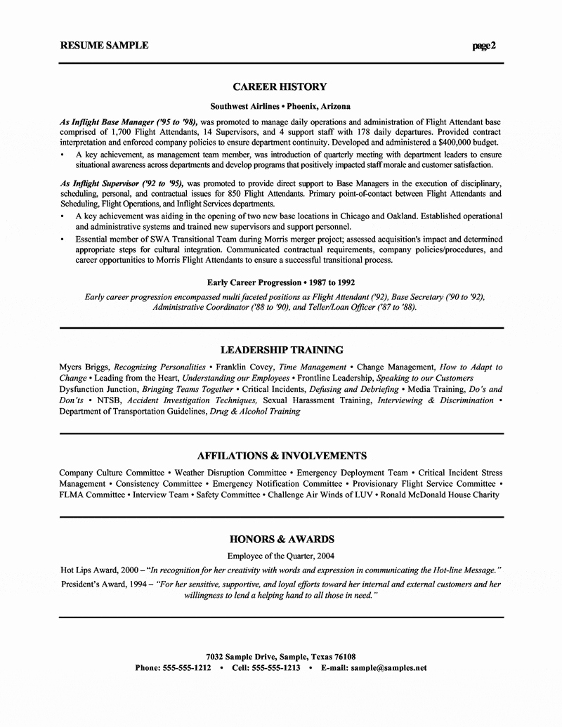 Human Resources Executive Resume Airline Industry
