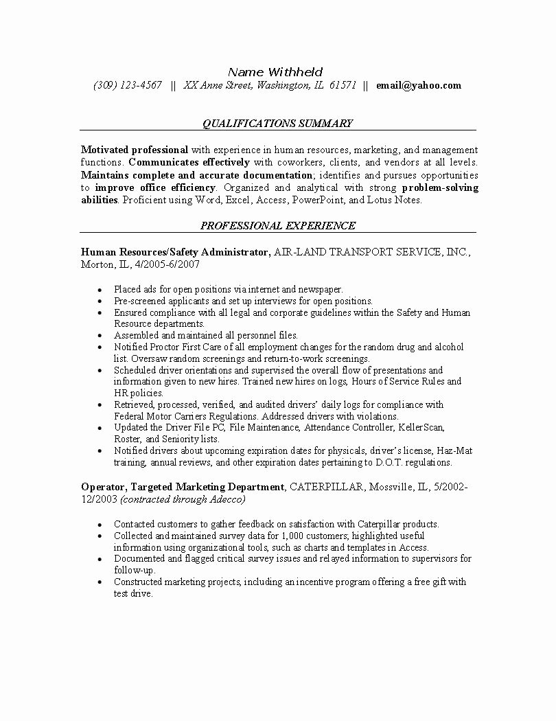 Human Resources Resume Example Sample Resumes for the Hr