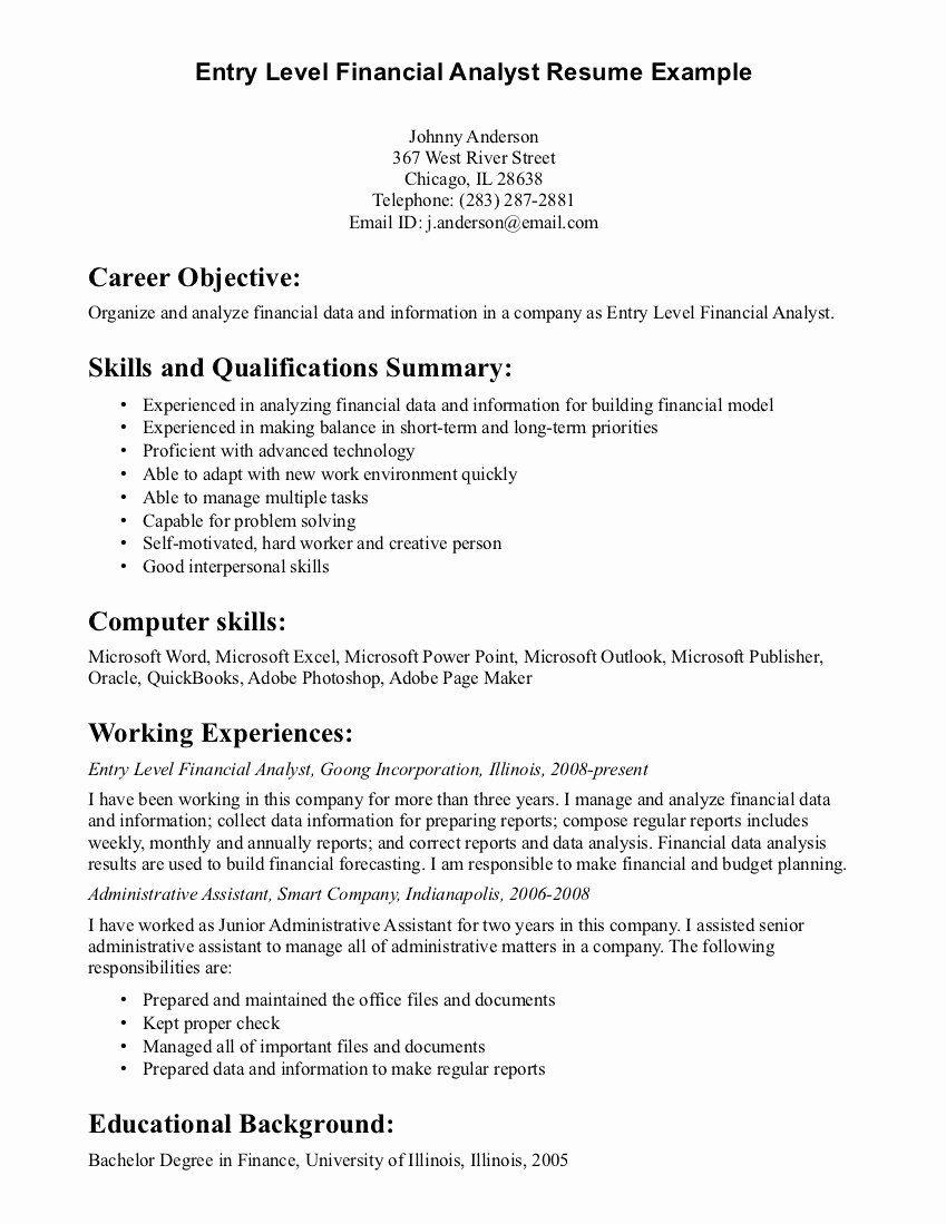 Hvac Sample Resume Entry Level