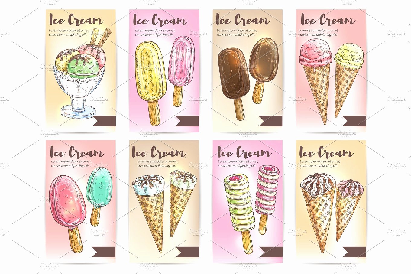 Ice Cream Menu Card Template Illustrations Creative Market