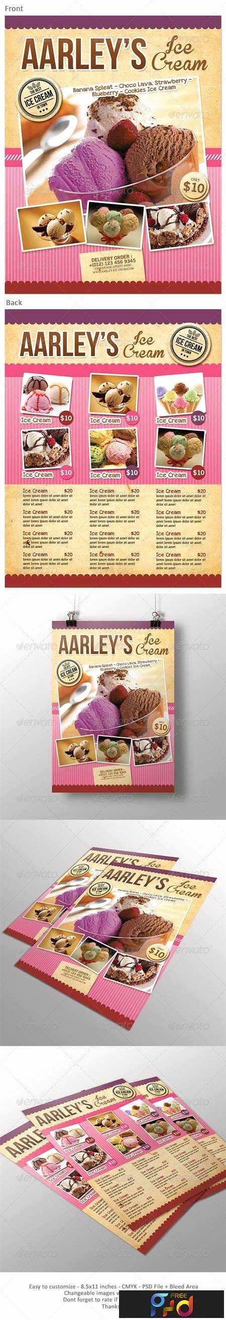 Ice Cream Menu Flyer • Freepsdvn