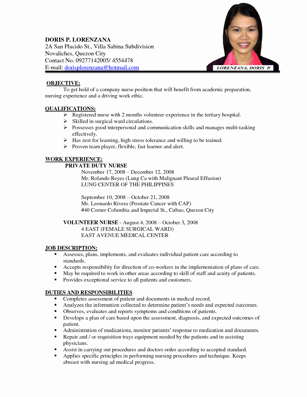 Image Result for Curriculum Vitae format for A Nurse