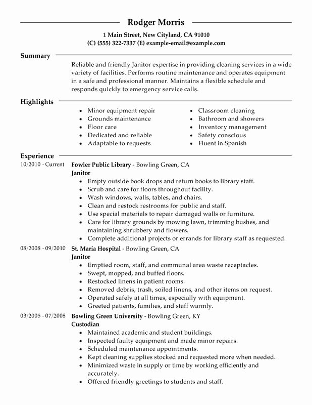 Impactful Professional Maintenance &amp; Janitorial Resume