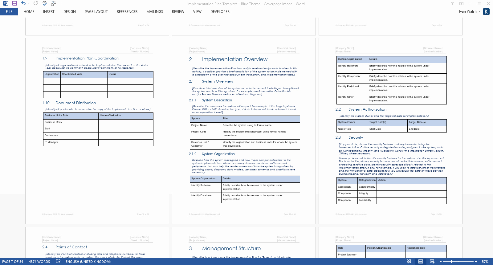 Implementation Plan Template Ms Word