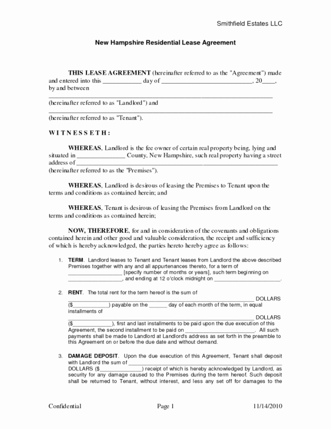 Impressive Blank Residential Lease Agreement Template