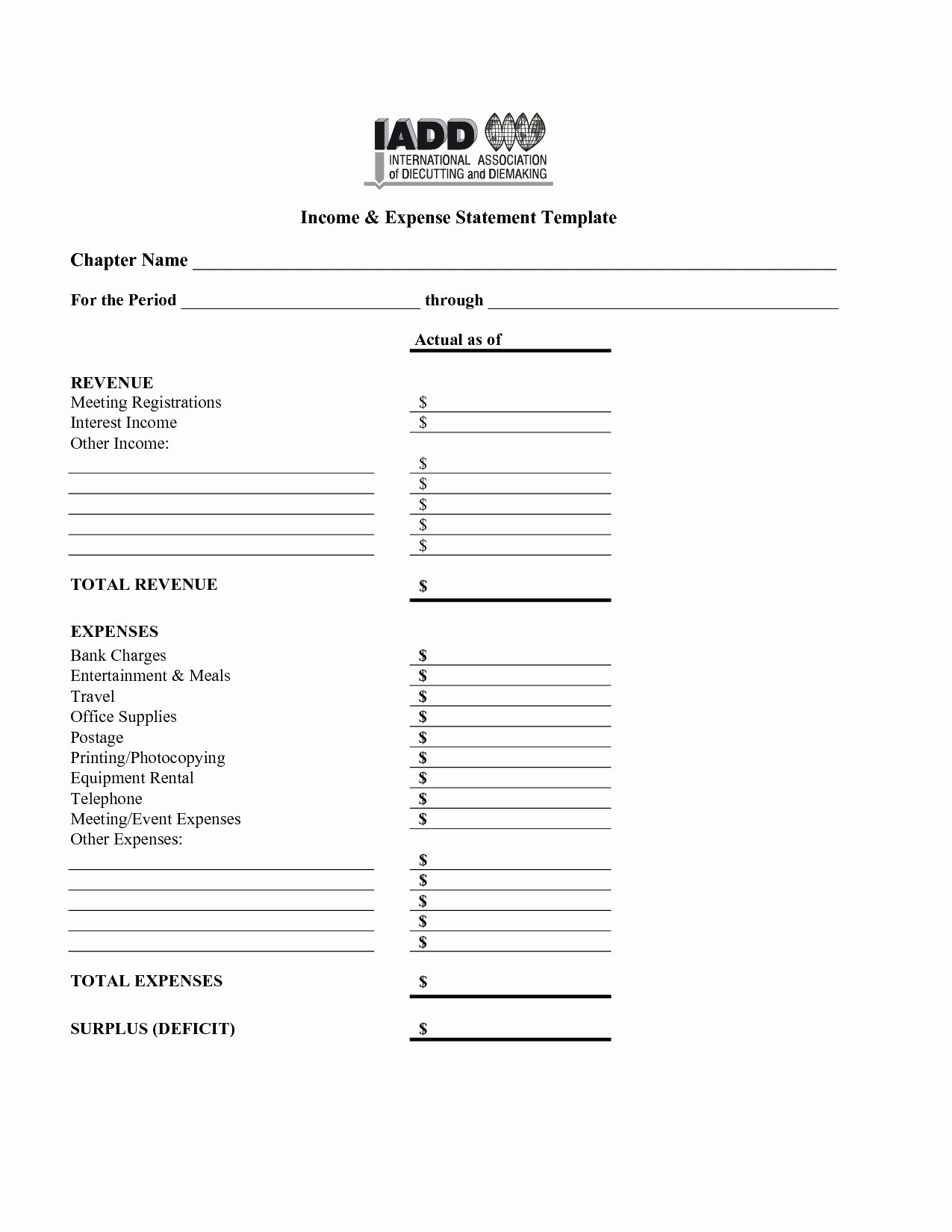 In E and Expense Statement Template 2018