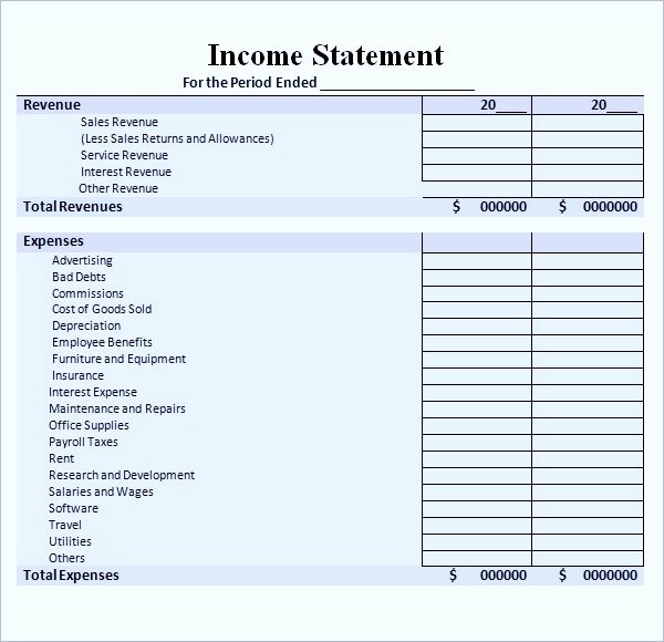 In E Statement Template Excel