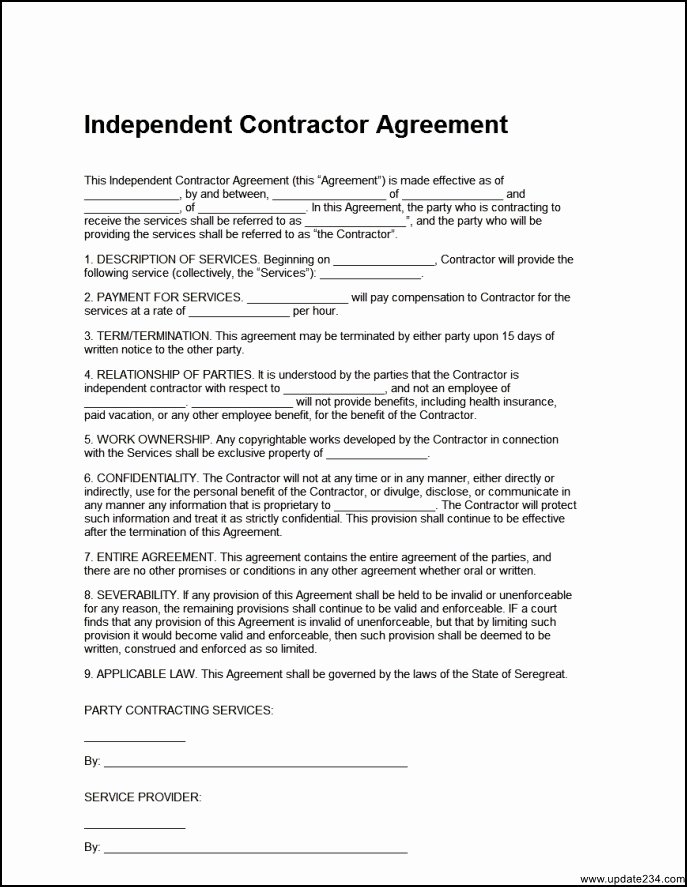 Independent Contractor Agreement Pdf Image Collections