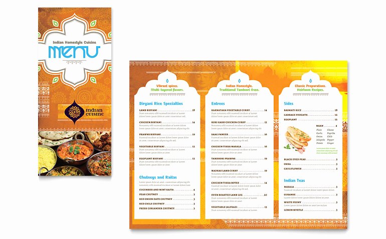 Indian Restaurant Take Out Brochure Template Word