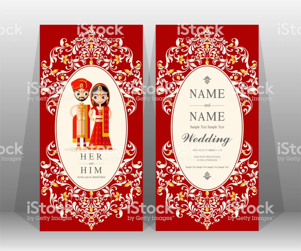 Indian Wedding Invitation Card Templates with Gold