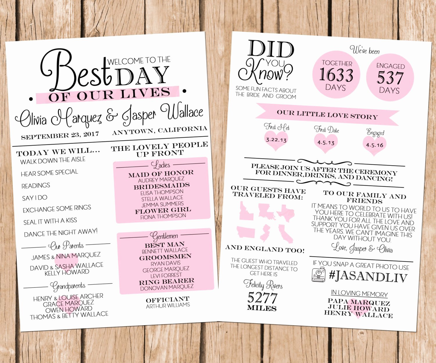 Infographic Wedding Program Fun Wedding Program Printable