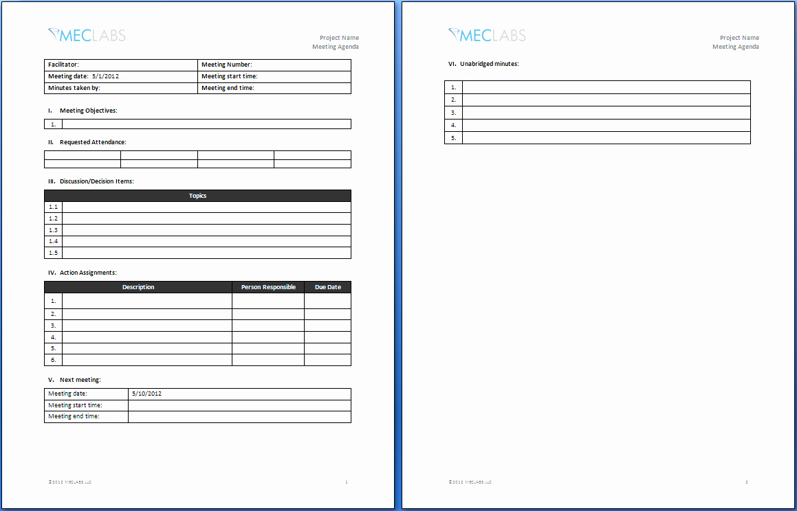 Informal Meeting Agenda Template Word Ms Fice How to