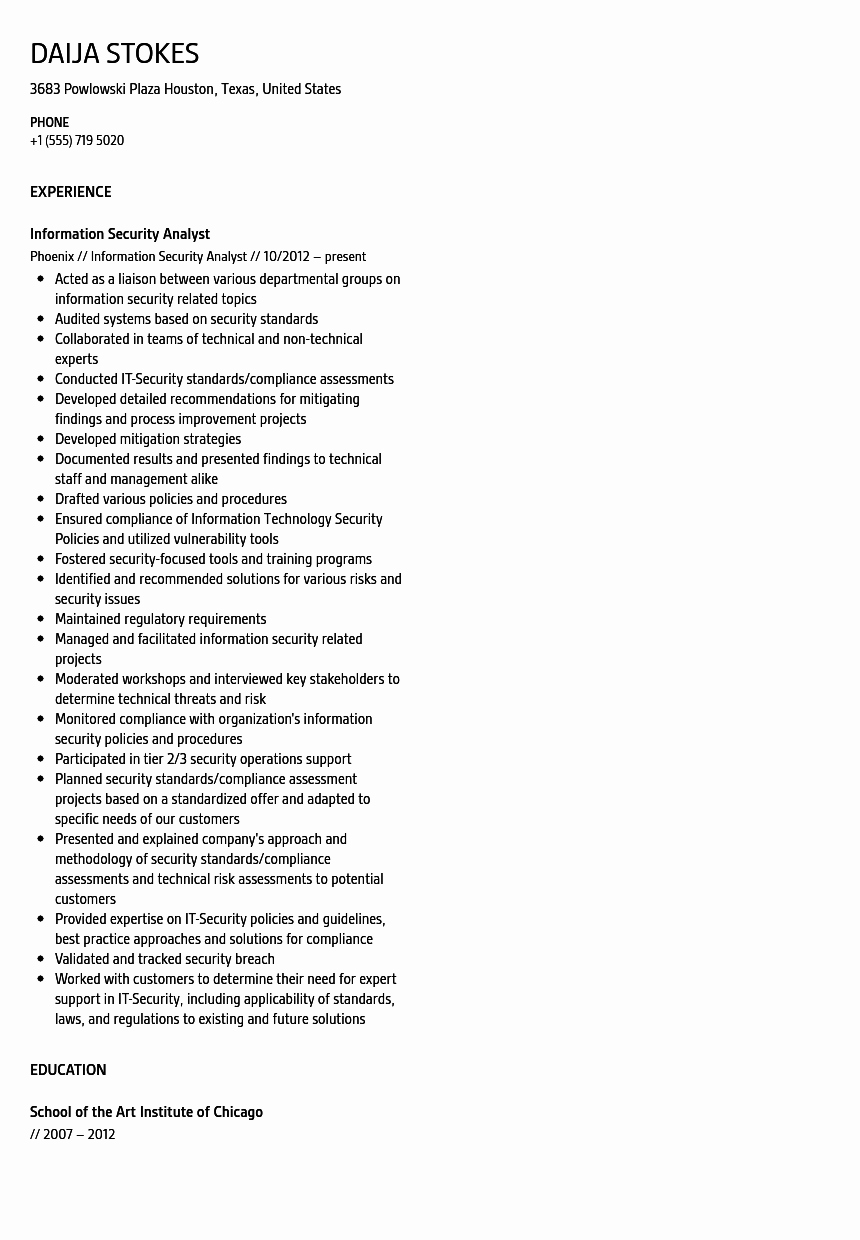 Information Security Analyst Resume Sample