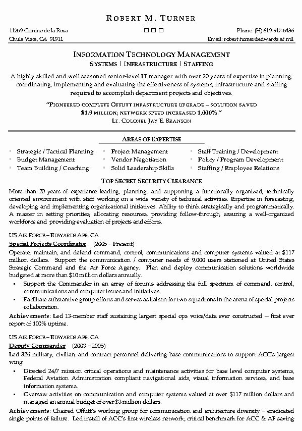 Information Technology Management Resume Example It