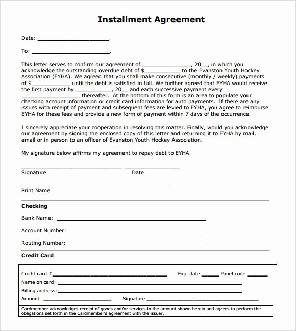 Installment Agreement – 7 Free Samples Examples format
