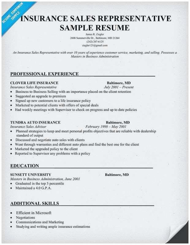 Insurance Agent Resume Sample Best Sample Sales Resumes