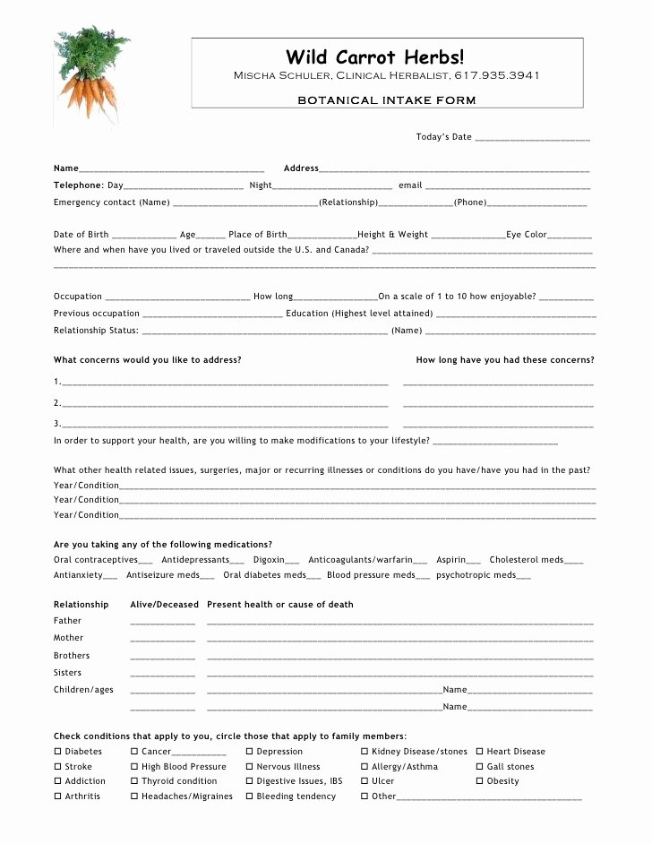 Intake form Template