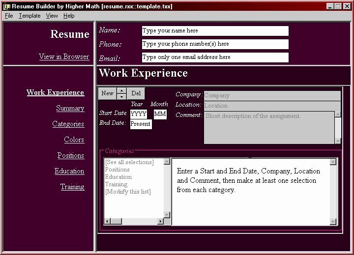 Interactive Resume Builder Screenshot Page