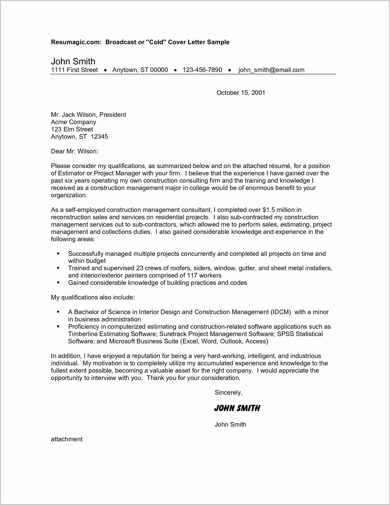 Interior Design Project Manager Cover Letter