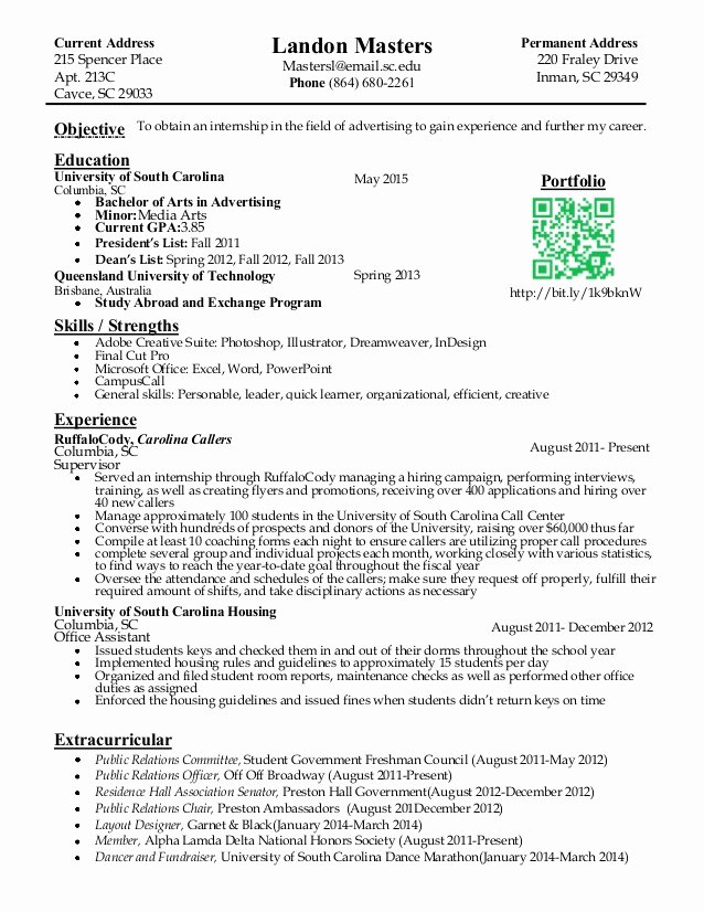 Internship Resume