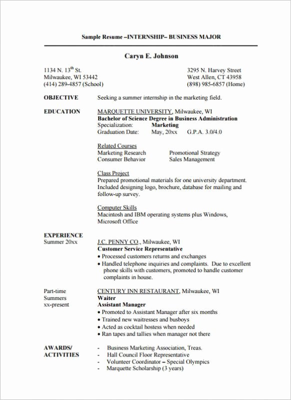 Internship Resume Template for College Students