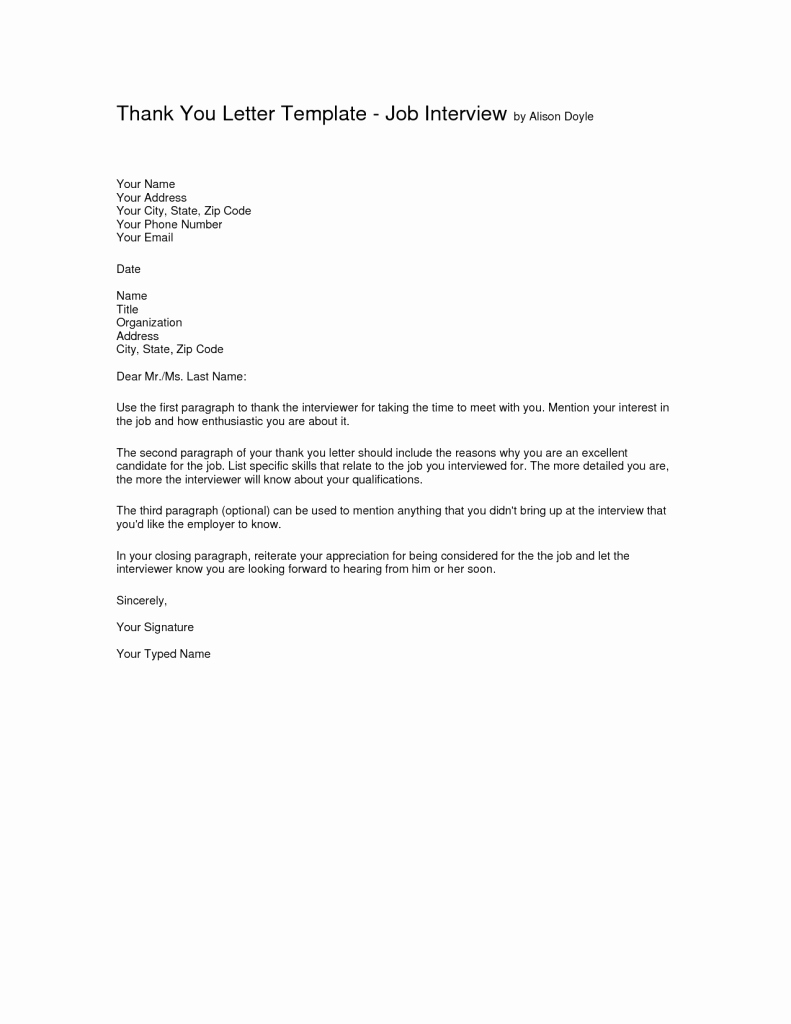 Interview Thank You Letter Template Thank You Letter