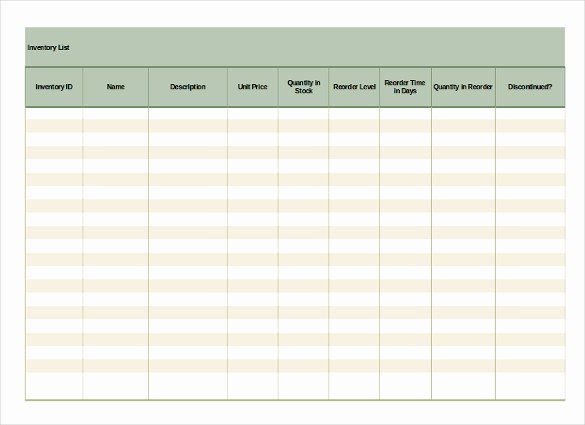 Inventory List Template 13 Free Word Excel Pdf